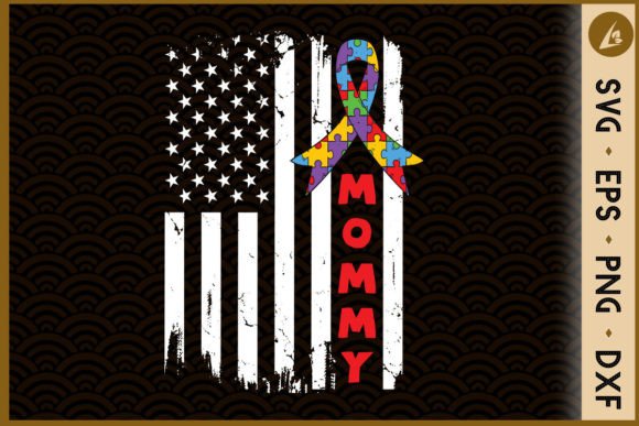 Autism Mom American Flag Vintage Graphics & Crafts