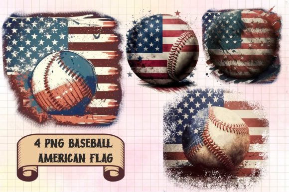 Baseball American Flag Sublimation Graphics for Crafts