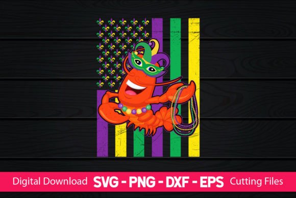 Crawfish American Flag Mardi Gras Graphics for Crafts