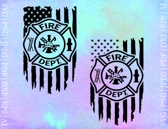 Firefighter American Flag Graphics for Crafts