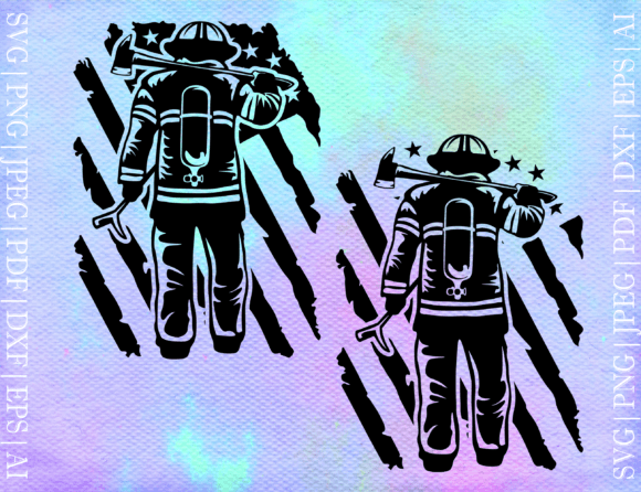 Firefighter Flag US Graphics for Crafts