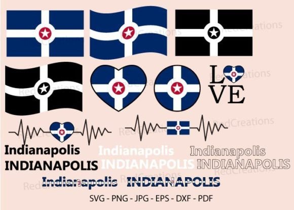 Indianapolis Flag Bundle Svg for Graphics and Crafts
