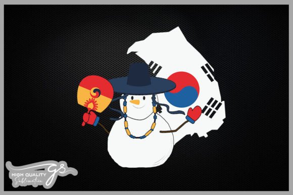 Korea Flag Snowman Christmas Graphics for Crafts