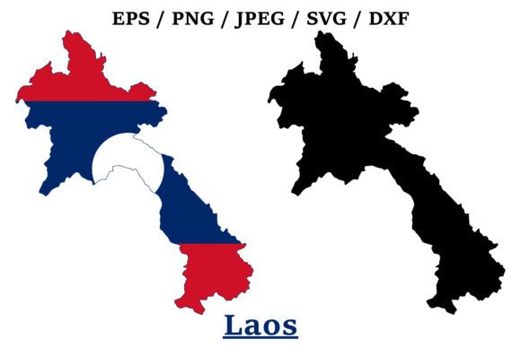 Laos National Flag Map Design