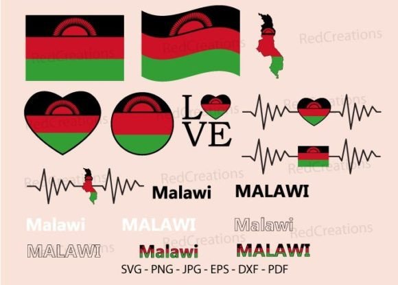 Malawi Flag Bundle SVG: Graphics for Crafts & Local Branding