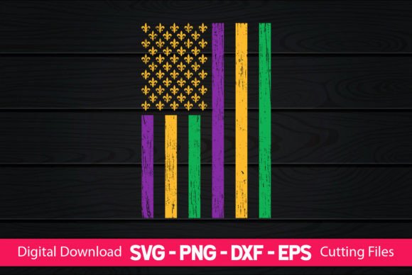 Mardi Gras American Flag Graphics for Crafts & Content