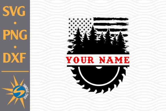 Saw Blade Forest US Flag Graphics for Crafts