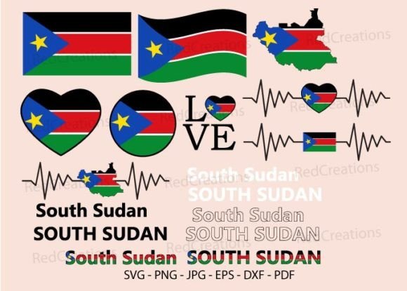 South Sudan Flag Bundle Graphics for Crafts