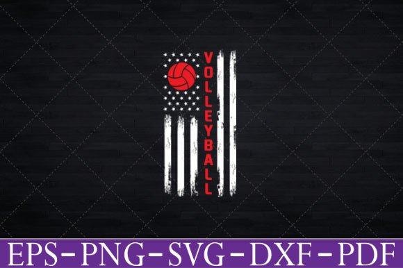Volleyball Vintage USA American Flag Graphics for Crafts