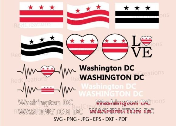 Washington DC Flag Bundle Svg for Crafts and Graphics